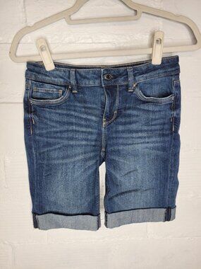 WHBM Women's Size 2 Jean Shorts The Bermuda Short Cuffed